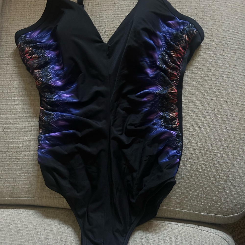 Miraclesuit Black and Purple Swimsuit